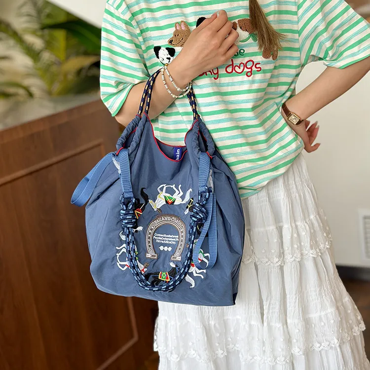 高圆圆同款ball chain日系刺绣马环保袋购物袋大容量学生通勤女包