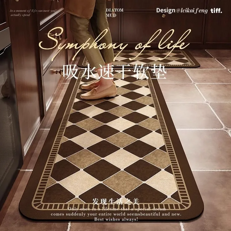 美式高端厨房专用地垫脚垫防滑防油可水洗垫子吸水耐脏硅藻泥地毯