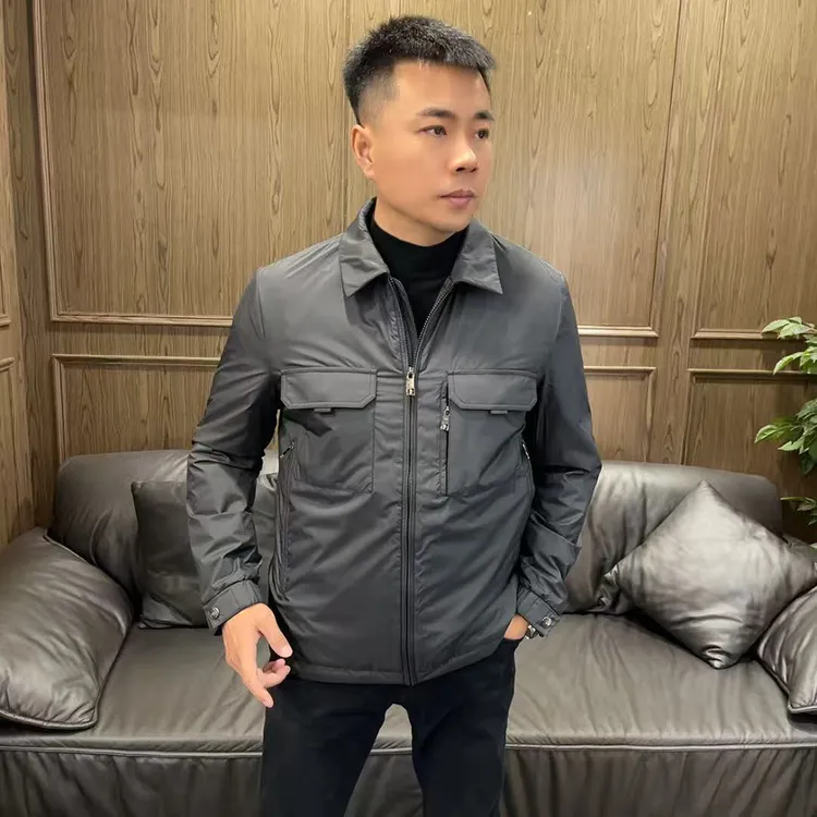 TIRIRT25秋冬25893男士高端商务休闲翻领多口袋轻便夹克棉服