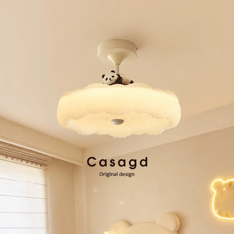 CASAGD法式奶油风儿童房吸顶灯中古风全光谱护眼卡通熊猫主卧室灯