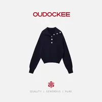 OUDOCKEE 鸥鸥【金扣】设计感翻领金扣高级百搭针织衫 MACY745T