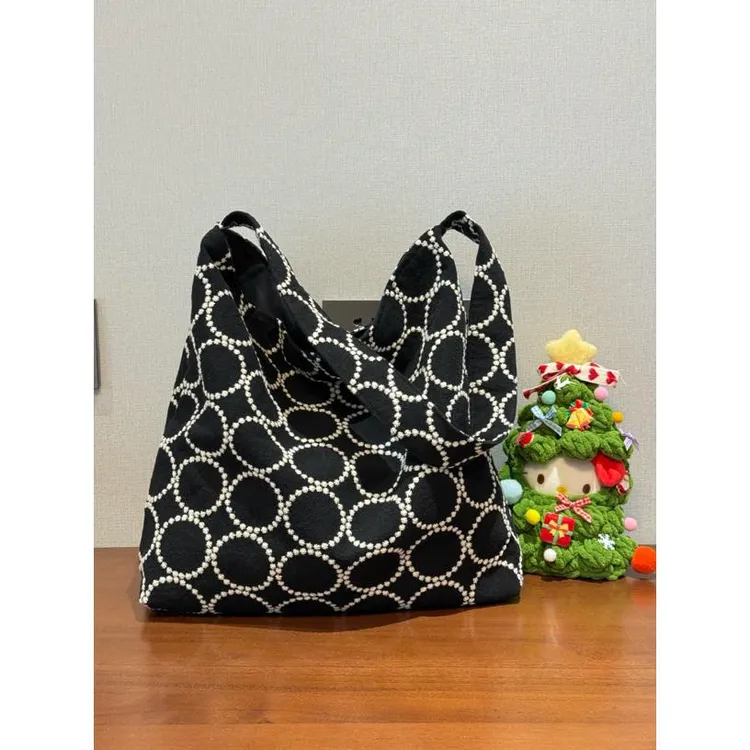 棉麻重工刺绣简约百搭单肩手提腋下hobo包 宽42 高33 肩带60