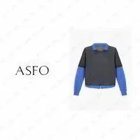 【AS预科生】25新洋气百搭百搭智性撞色假两件小衫AS25QXS04300