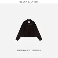 棕于美好 D0207硬货哥女士复古气质翻领羊皮反绒老钱皮衣外套女装