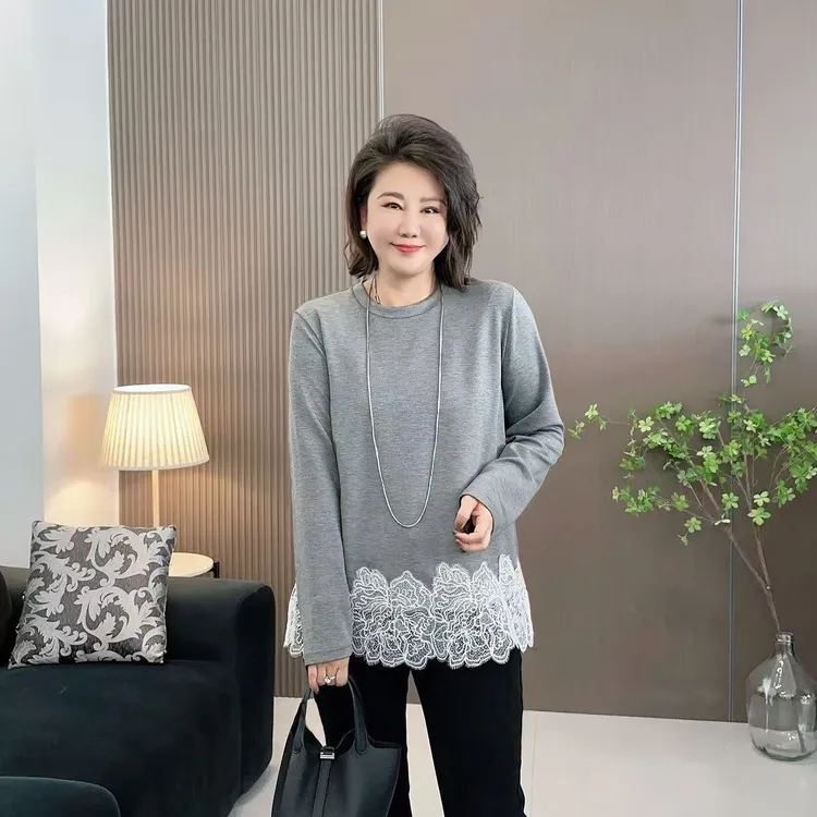 微胖女装【落落秋意】下摆立体花边卫衣显瘦设计款百搭上衣20809