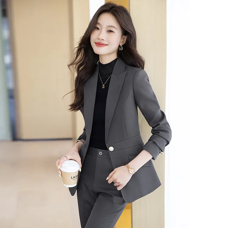 灰色西装套装女2025新款商务正装修身显瘦气质职业装西服工作服
