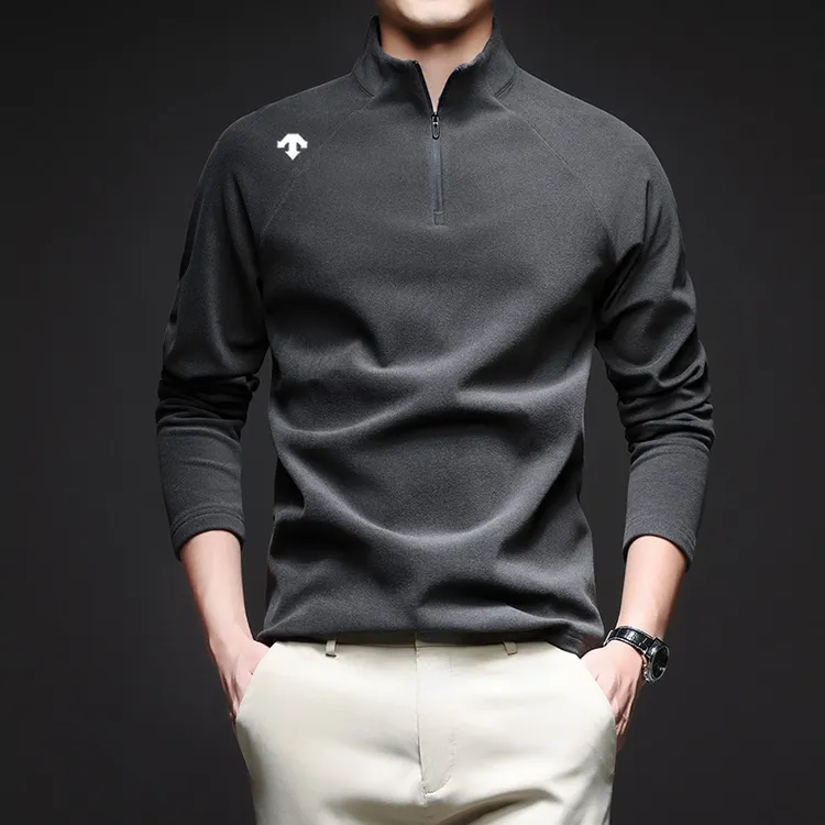 奥特莱斯撤柜丨迪桑家德绒半高拉链领男士t恤秋冬保暖内搭打底衫