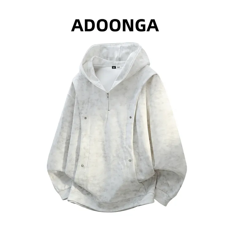 ADOONGA扎染连帽痞帅高级感卫衣男士秋冬季美式休闲百搭解构上衣