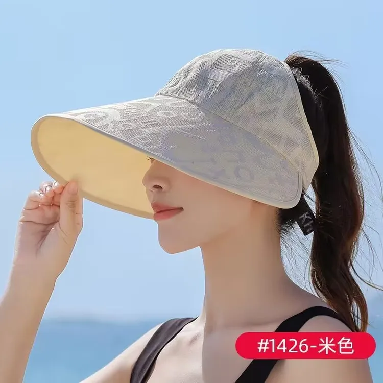 夏季空顶防晒帽韩版时尚百搭大檐户外骑车遮阳帽女防紫外线太阳帽