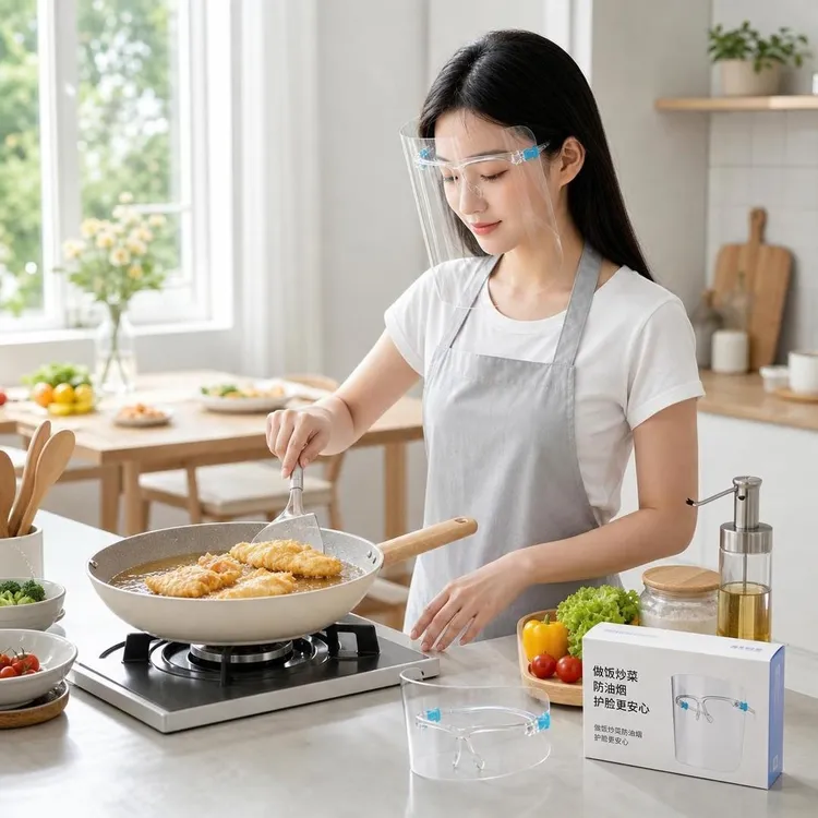 厨房炒菜防油烟防油溅面罩女士全脸部防护遮面具做饭面部护脸神器商品图