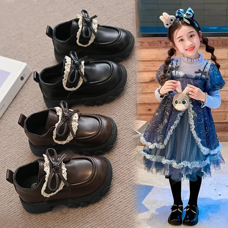 女童鞋子儿童韩版公主小皮鞋2025秋新款中大童乐福鞋冬季棉鞋保暖
