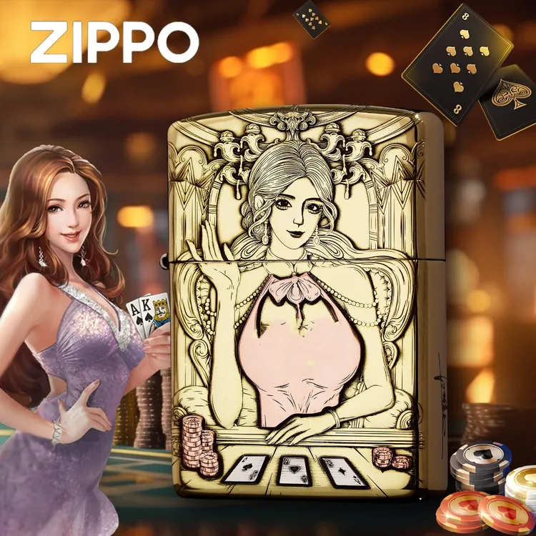 zippo打火机正品/黄铜盔甲白鹤财色双收-美女收藏男士【达人专属】