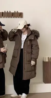 新款韩系羽绒服女冬季中长款收腰显瘦过膝加厚大毛领鸭绒外套