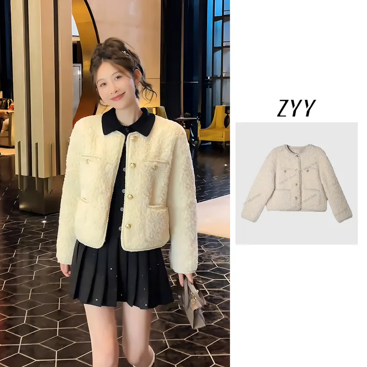 ZYY【罗勒清晨】2025/S新品小香风冬气质圈圈呢短外套X25QDWT04107