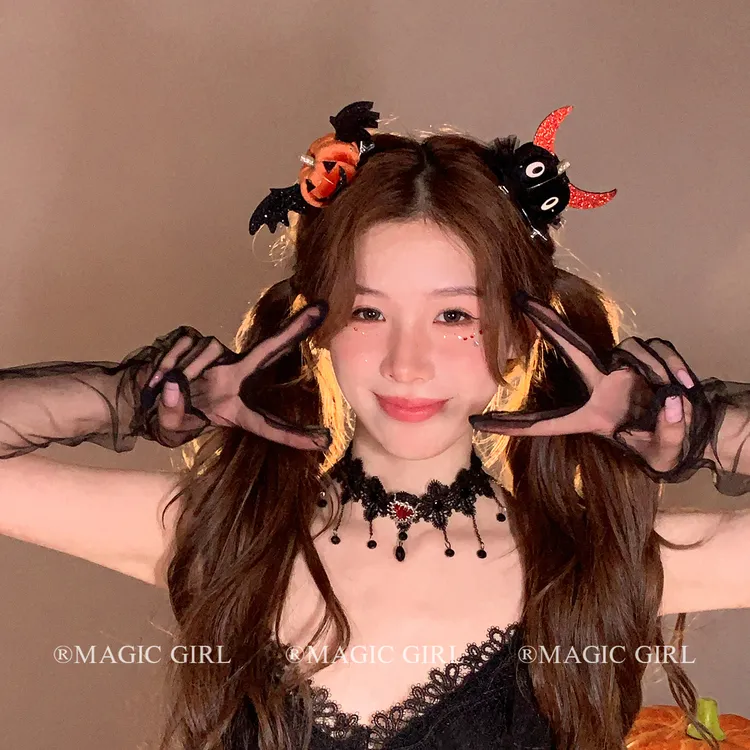 2025新款万圣节发夹儿童南瓜骷髅发卡万圣夜装扮夹子拍照道具发饰