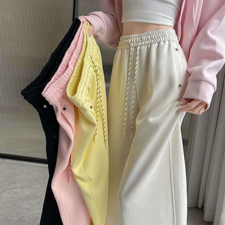 阔腿裤女2025秋季新款铆钉高腰垂感直筒休闲软糯垂感显瘦拖地裤子