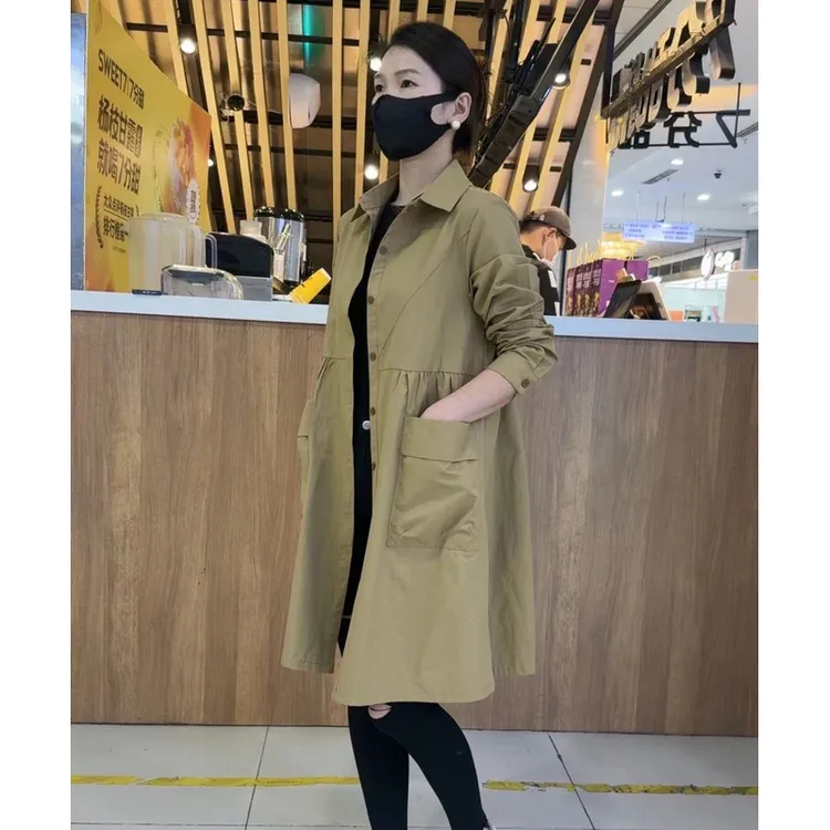 【翻领】【运费补贴】时尚新款风衣外套女春季气质中长款百搭显瘦韩版