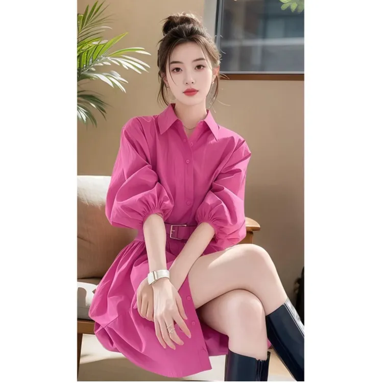 法式气质小个子御姐衬衫连衣裙女装2025春季新款温柔绝美收腰短裙