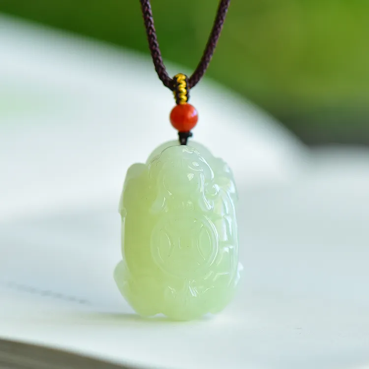 天然和田玉黄口龙龟正财女款吊坠招财项链编绳珠宝