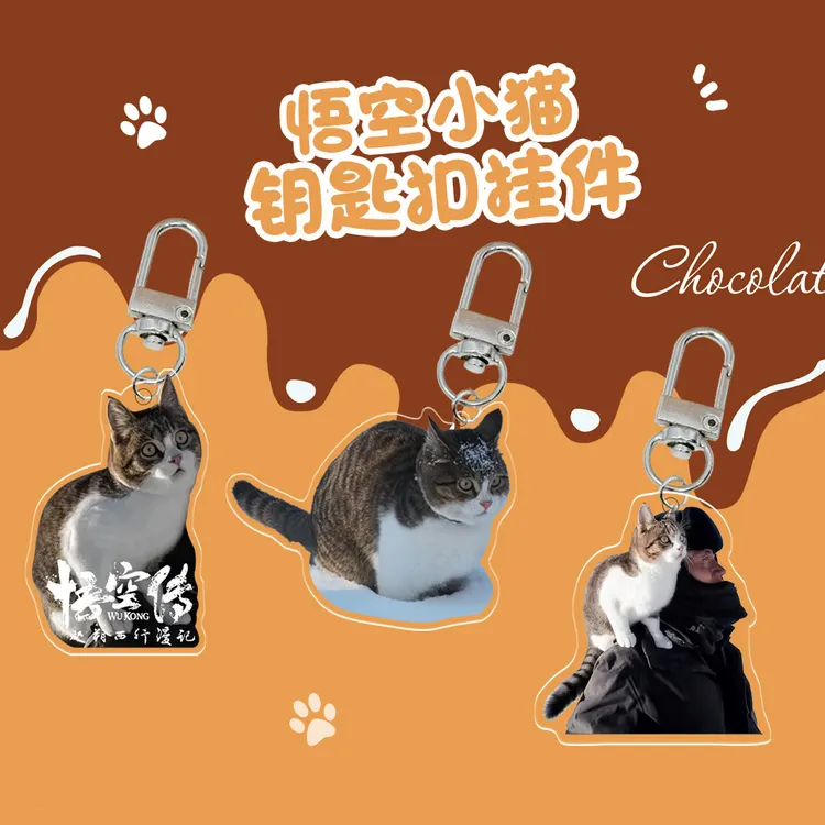 悟空小猫钥匙扣定制包包挂件宠物狗狗猫咪照片留念创意diy小礼品