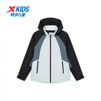 特步儿童冬季新款宽松防水风衣中大童舒适保暖外套675325339198