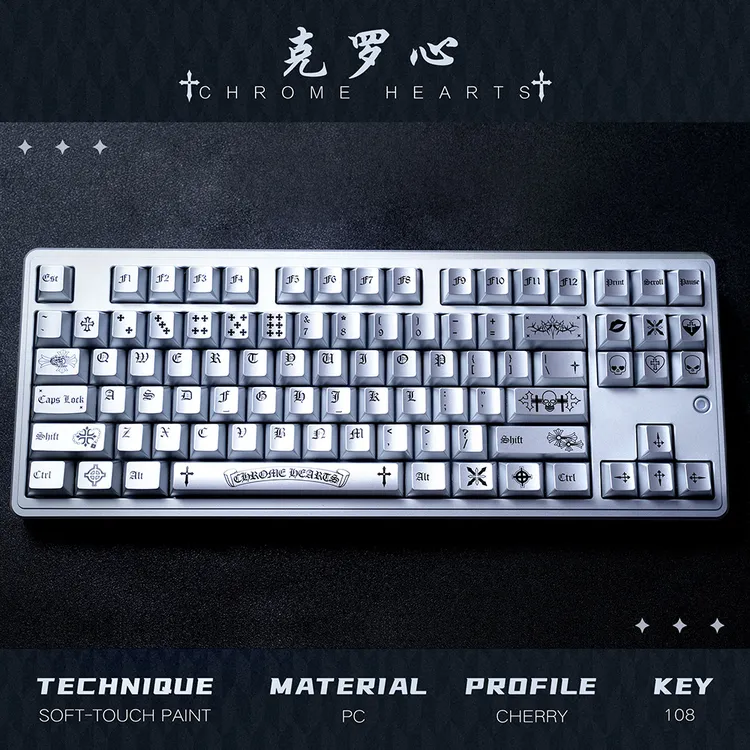 克罗心键帽金属质感键帽PC材质键帽客制化磁轴机械键盘克罗心
