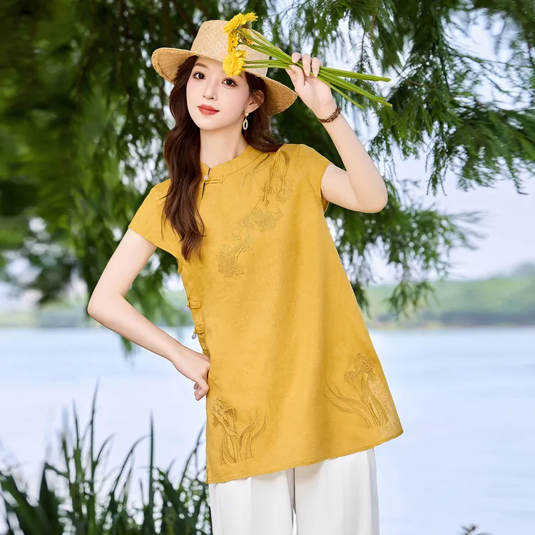 2025夏季新款时尚显瘦气质洋气减龄新中式国风刺绣盘口上衣马甲