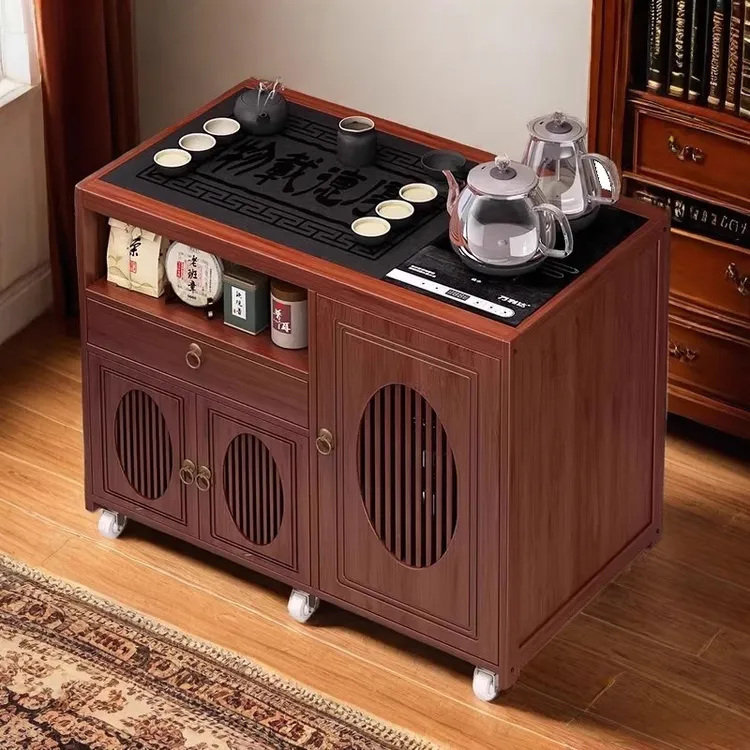 移动茶桌家用小茶台烧水壶一体茶水柜茶车阳台非实木茶几沙发边几