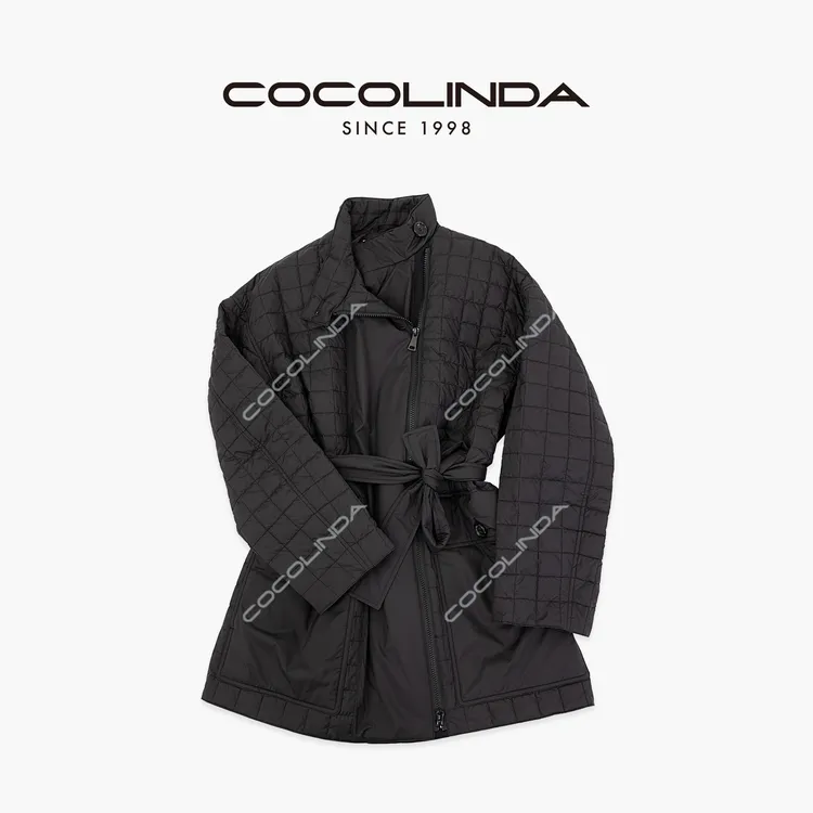 COCOLINDA| 90%白鸭绒老钱立领羽绒服中长款大衣Y5213