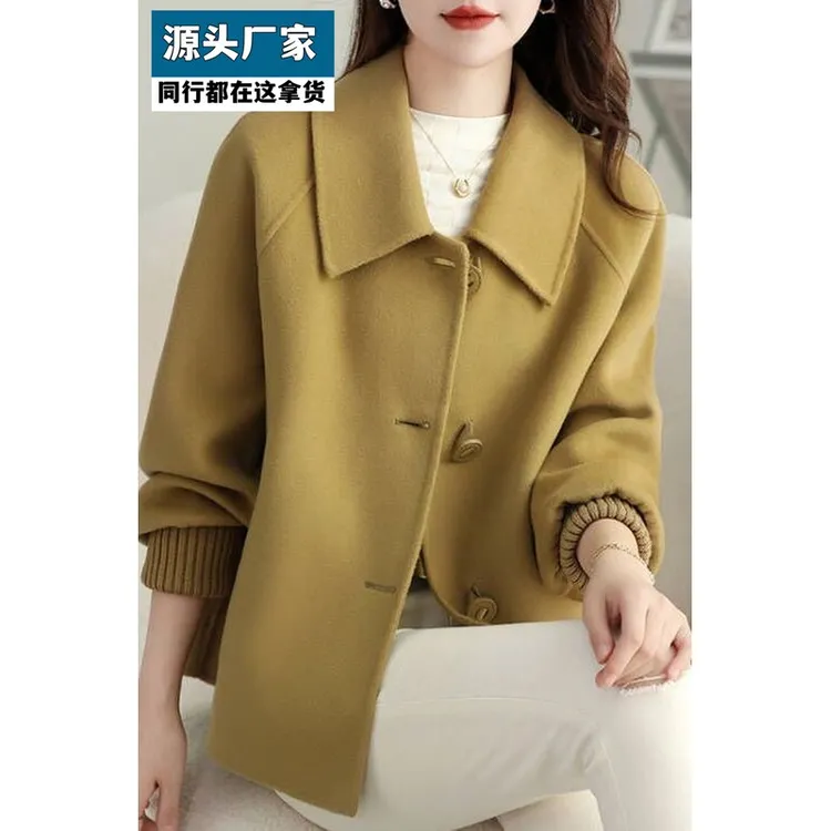 梵乐芬双面绒大衣女士秋冬毛呢外套高端时尚百搭小个子短款双面呢