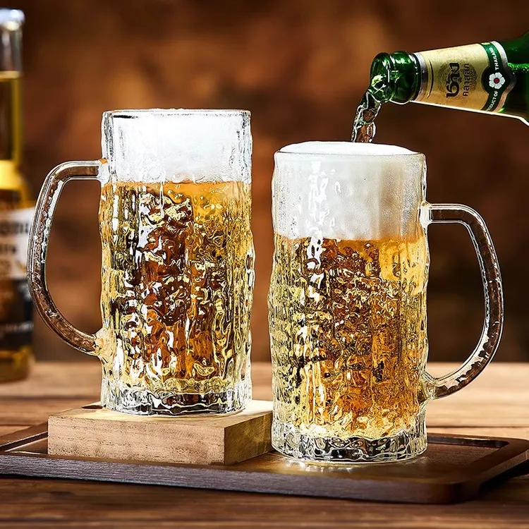 啤酒杯轻奢高档家用冰川杯大容量玻璃杯精酿商用饮料杯扎啤杯