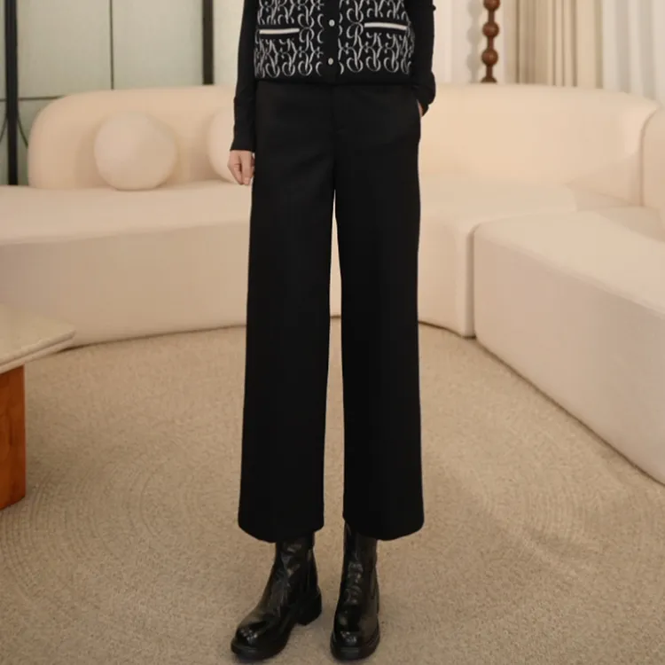  枫竺阿楠anan高级通勤风中高腰九分羊毛休闲裤西裤女秋简约长裤