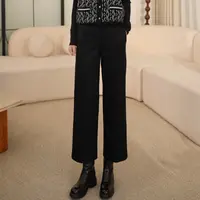  枫竺阿楠anan高级通勤风中高腰九分羊毛休闲裤西裤女秋简约长裤