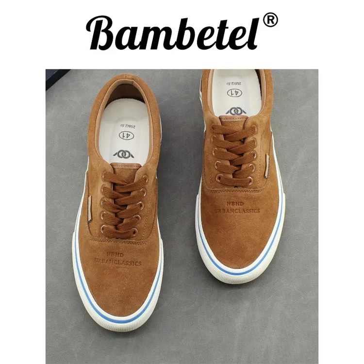 Bambetel新款系带男鞋冬季牛纤绒休闲鞋子男士厚底板鞋百搭平底潮