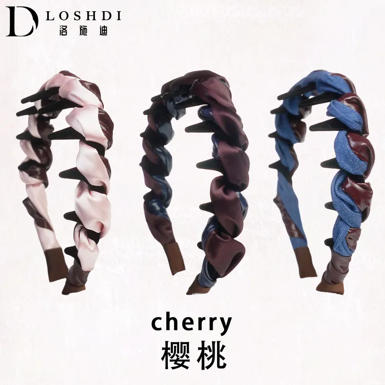 LOSHDI【樱桃】皮质网红气质优雅手工法式发箍时尚甜美头箍复古发饰