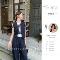 【拉夫海航系列】<YiYiii>小个子时尚V领藏肉上衣显瘦高腰直筒裤子