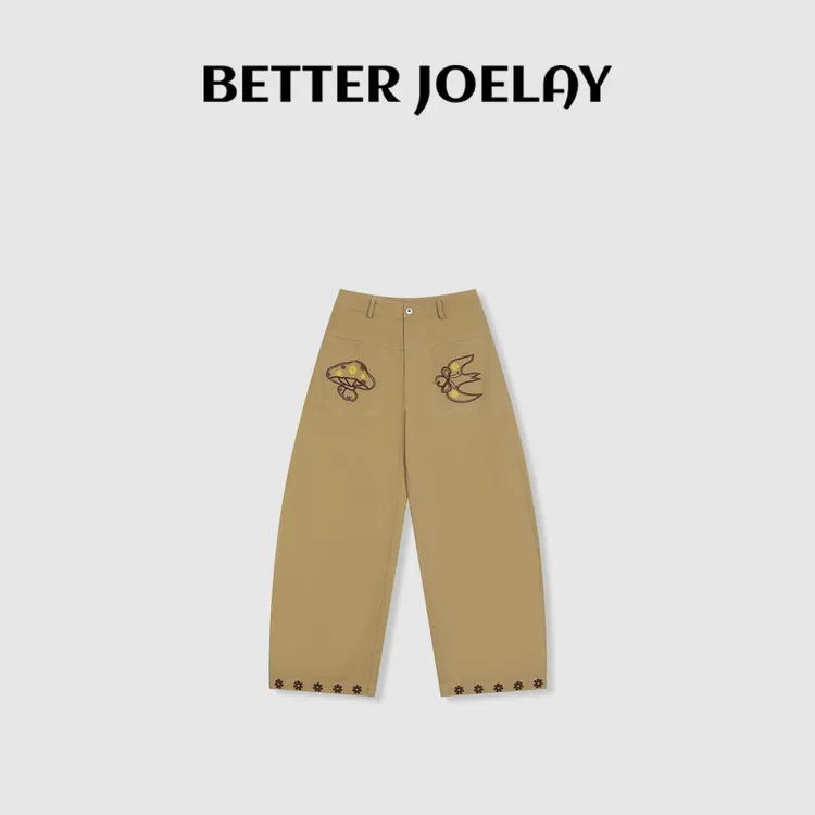 BETTER JOELAY-【蘑菇邮差】纯棉宽松休闲裤经典垂感长裤Z7585