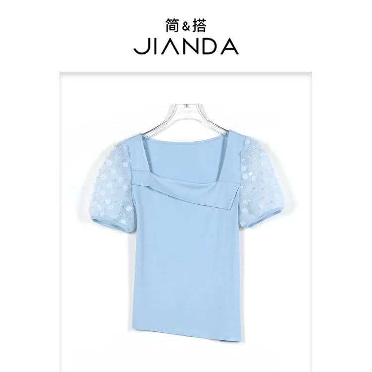 简&搭【千屿Sheila】蕾丝袖T恤252-TX/0411-1101969