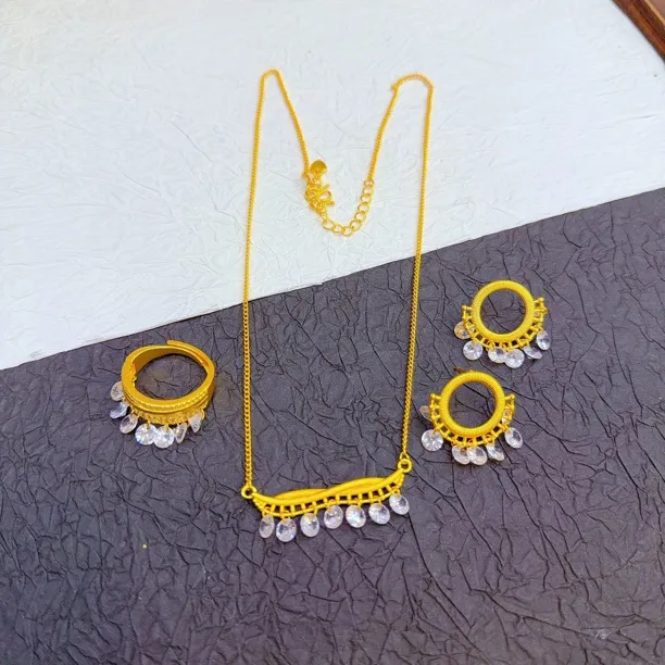 铜合金项链 新款时尚百搭精致古法金色戒指轻奢首饰