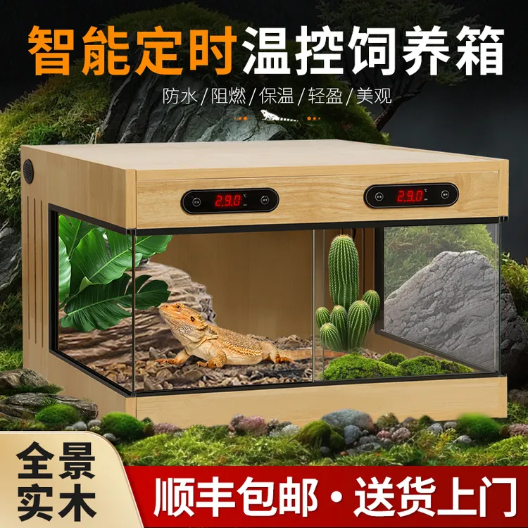 爬宠保温饲养箱全景玻璃陆龟守宫宠物蜥蜴鬃狮木箱定时温控恒温箱