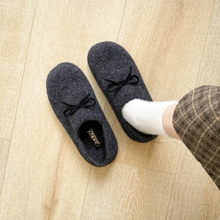 灰色加绒内增高勃肯鞋女冬外穿厚底超火呢子一脚蹬毛毛鞋保暖棉鞋