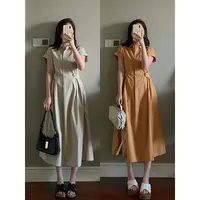 【现货清仓】花总吖【橘子汽水】法式收腰棉质衬衫连衣裙R425X10440