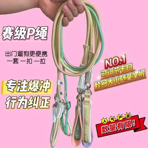 狗狗牵引绳P绳中小型犬专用遛狗狗链子防爆冲宠物用品