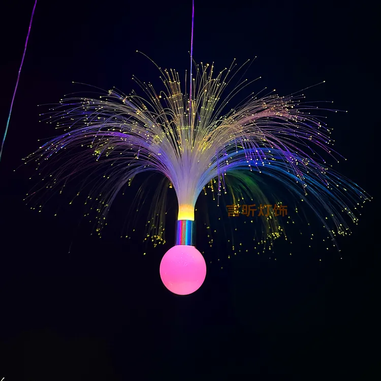 户外发光水母灯七彩变色光纤吊灯酒吧餐饮店装饰氛围灯烧烤店彩灯