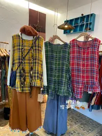 米多多 CZ#7216#日系复古格子马甲