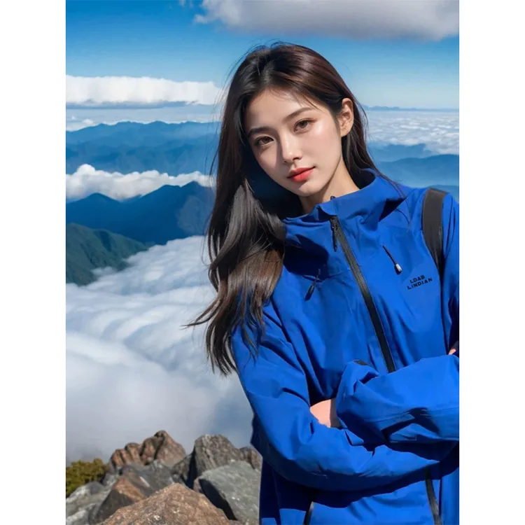 KSKM蓝色冲锋衣外套男2026春秋新款户外三合一防风防水情侣登山服