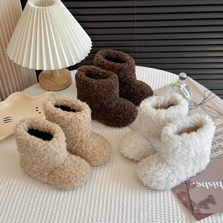 儿童雪地靴2025冬季新款女童加绒奶呼呼棉靴小女孩毛毛鞋宝宝短靴