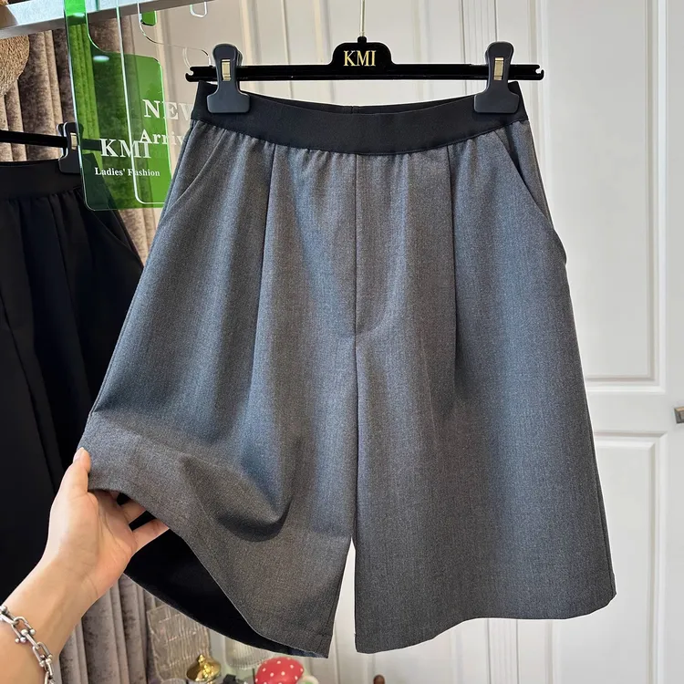 高级感巨好看黑色高腰西装五分裤女休闲裤通勤宽松运动百搭夏爆款