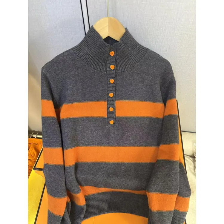 《天柱 4877》 新款高领休闲百搭半开针织毛衣女