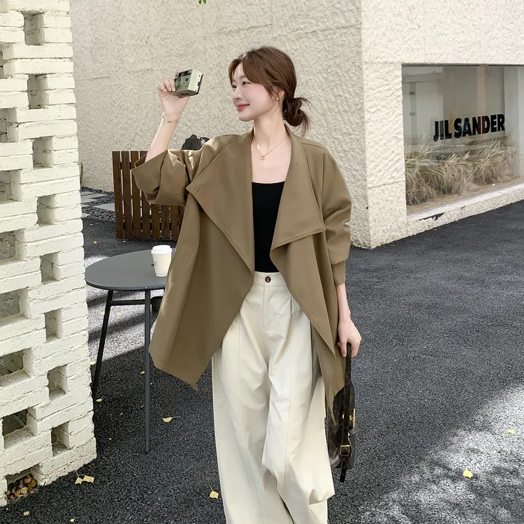 韩系卡其色高级感风衣外套女2025年早秋新款气质宽松休闲显瘦上衣